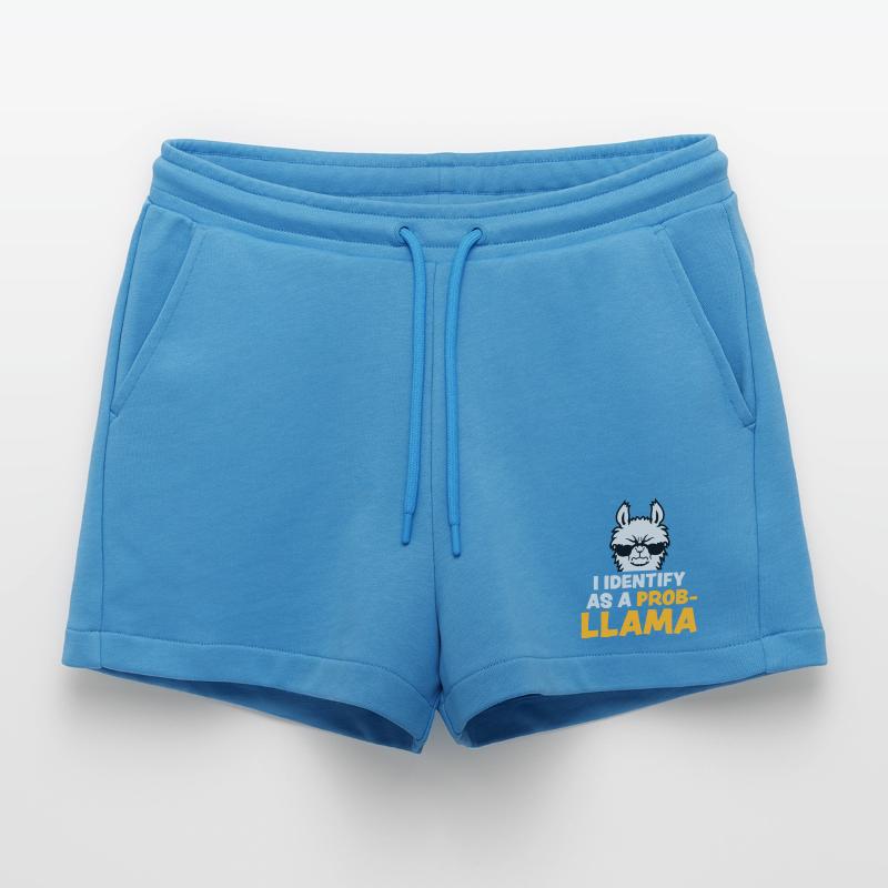 I Identify As A Probllama Cool Lama Problem Spruch Organic Relaxed Cropped Shorts Made in EU