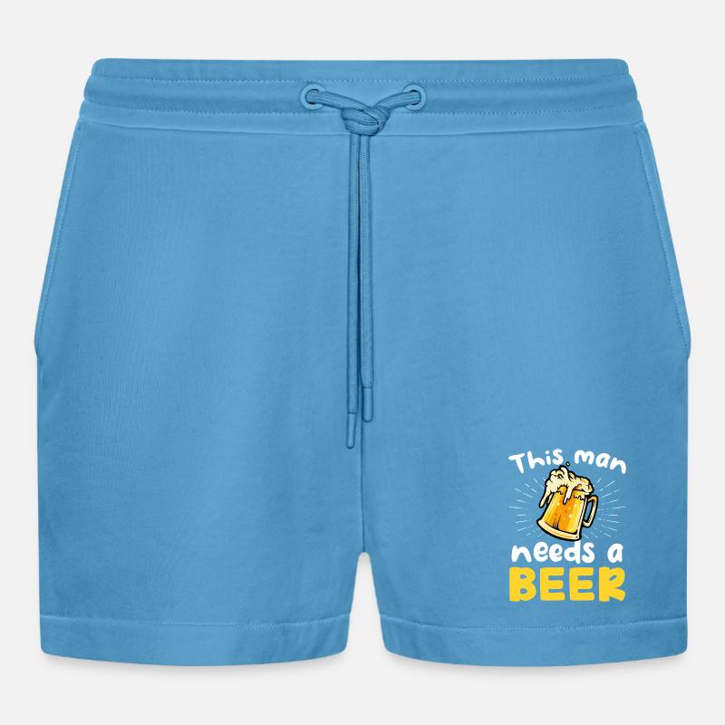 This Man Needs a Beer - Organic Relaxed Cropped Shorts Made in EU -  Sol Blue