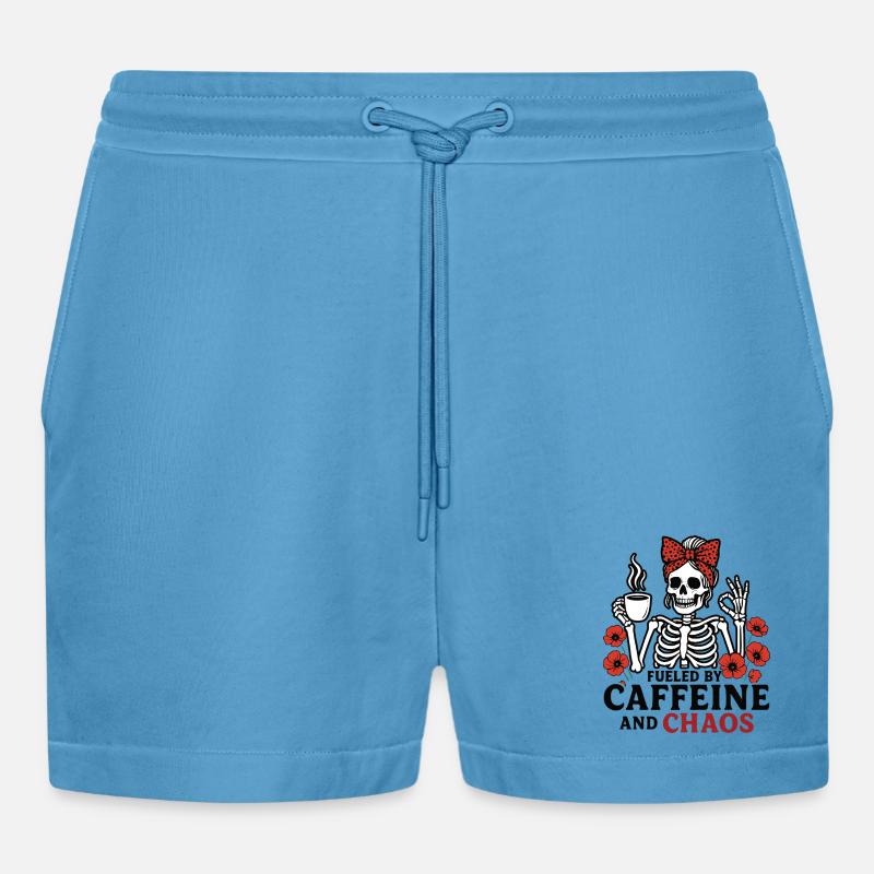 Mutter Koffein Mutter Skelett Kaffee - Organic Relaxed Cropped Shorts Made in EU -  Sol Blue
