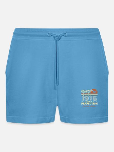 49th Birthday | Original December 1976 - Organic Relaxed Cropped Shorts Made in EU - Sol Blue