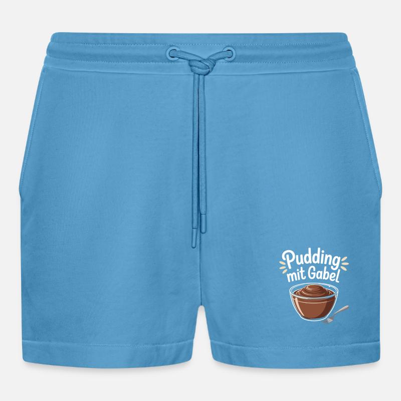 Pudding with fork - Organic Relaxed Cropped Shorts Made in EU -  Sol Blue
