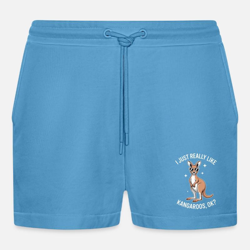 Kangaroo Spruch Kangaroo Lustige Kangaroo Geschenk - Organic Relaxed Cropped Shorts Made in EU - Sol Blue