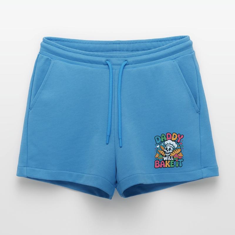 Daddy Will Bake It Skull Bakery Organic Relaxed Cropped Shorts Made in EU