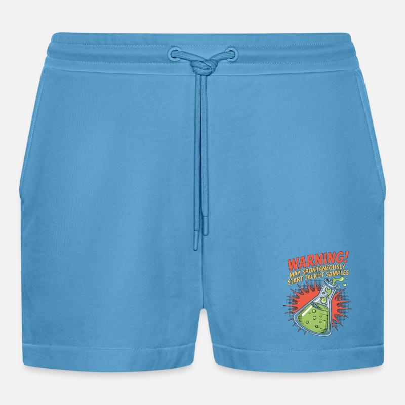 Lab Technician Warning May Spontaneously Scientist - Organic Relaxed Cropped Shorts Made in EU - Sol Blue