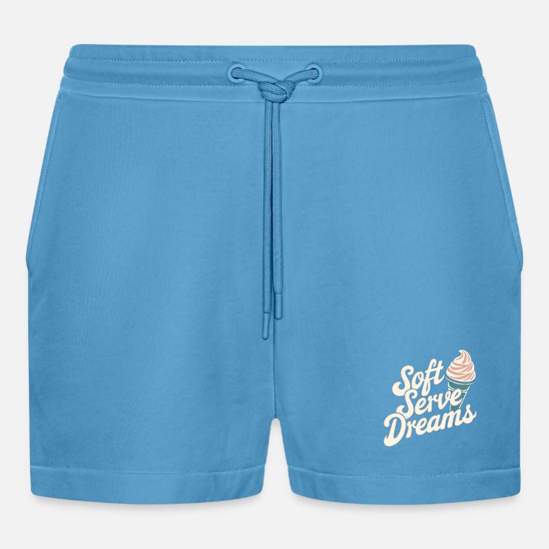 Soft Serve Dreams – Retro Eiscreme - Organic Relaxed Cropped Shorts Made in EU -  Sol Blue