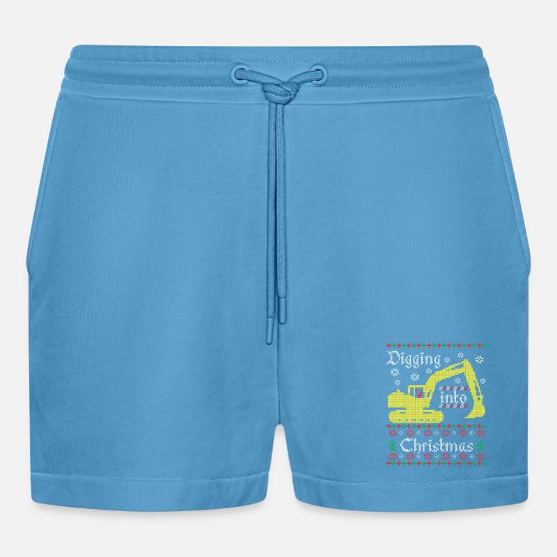 Digging into Ugly Christmas Bagger Bauarbeiter - Organic Relaxed Cropped Shorts Made in EU -  Sol Blue