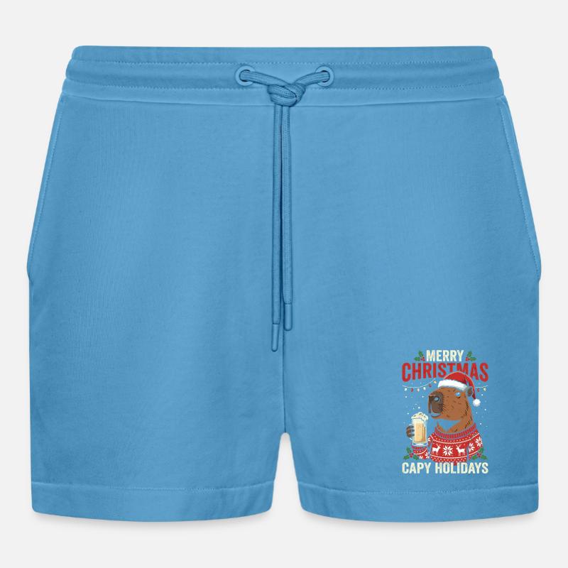 Capybaras Weihnachtsfest Pullover - Organic Relaxed Cropped Shorts Made in EU -  Sol Blue
