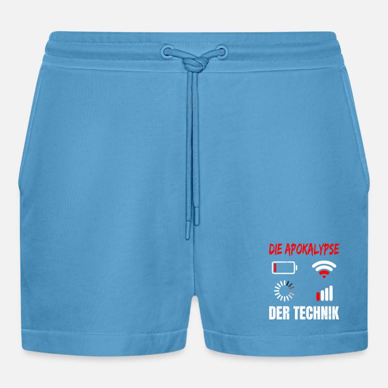 Coder THE APOCALYPSE OF TECHNOLOGY FUNNY - Organic Relaxed Cropped Shorts Made in EU - Sol Blue