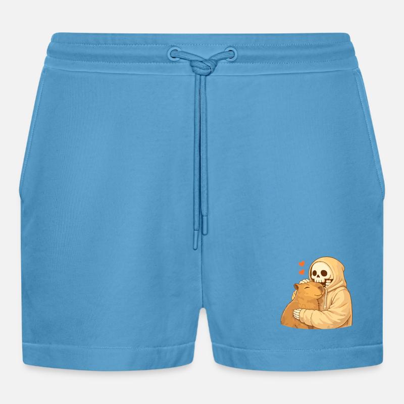 Squelette Douillet avec Capybara – Sécurité - Short bio décontracté court fabriqué en UE - Sol Blue