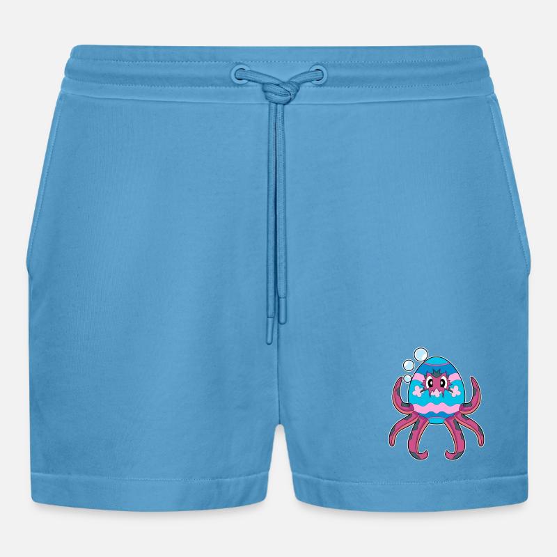 Octopus Easter Easter Egg - Organic Relaxed Cropped Shorts Made in EU -  Sol Blue