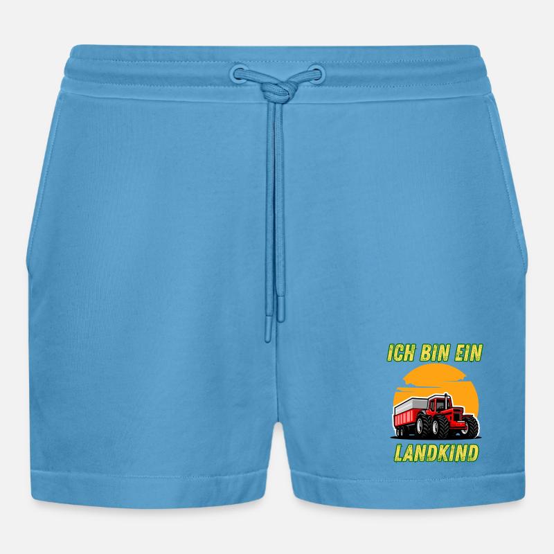Traktor - Ich bin ein Landkind - Organic Relaxed Cropped Shorts Made in EU -  Sol Blue