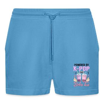 Propulsé par K Pop et Boba Tea - Short bio décontracté court fabriqué en UE -  Sol Blue - Devant