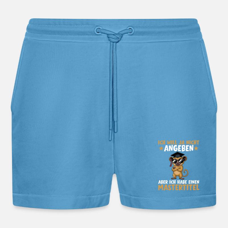 Mastertitel Studium bestanden Masterprüfung - Organic Relaxed Cropped Shorts Made in EU - Sol Blue