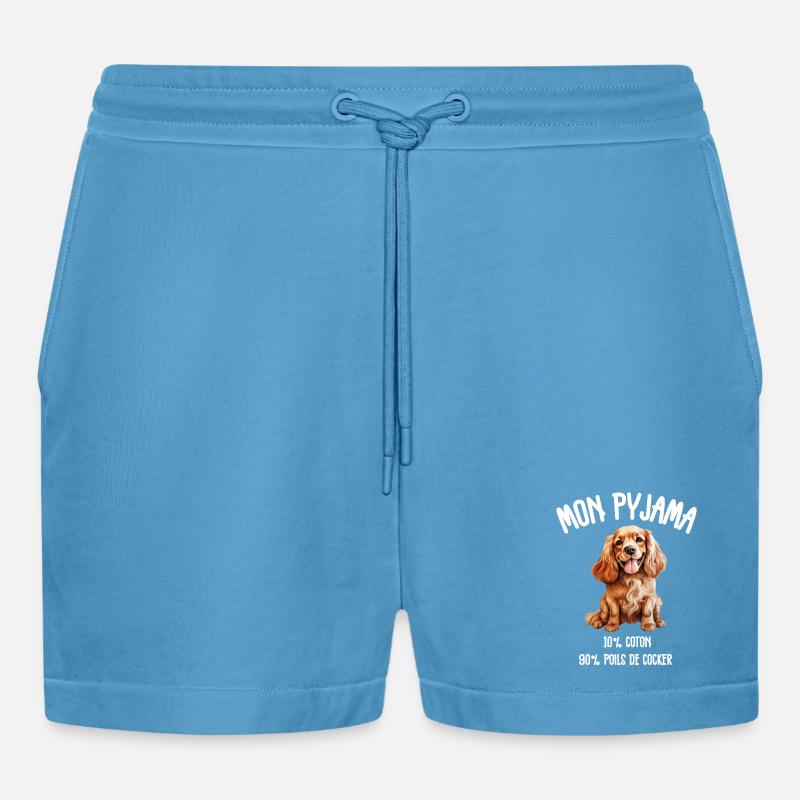 Cocker Spaniel Hundehaar-Pyjamas - Organic Relaxed Cropped Shorts Made in EU -  Sol Blue