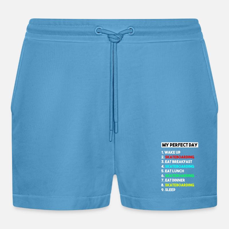 Mein perfektes Skateboard-Routine-Design - Organic Relaxed Cropped Shorts Made in EU - Sol Blue