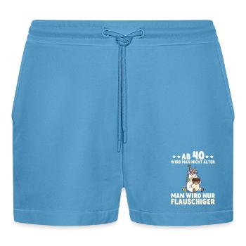40th Birthday Unicorn – You Only Get Fluffier - Organic Relaxed Cropped Shorts Made in EU -  Sol Blue - Front