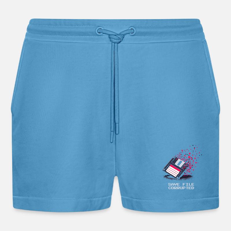 Save File Broken | Undertaker Irony - Organic Relaxed Cropped Shorts Made in EU -  Sol Blue