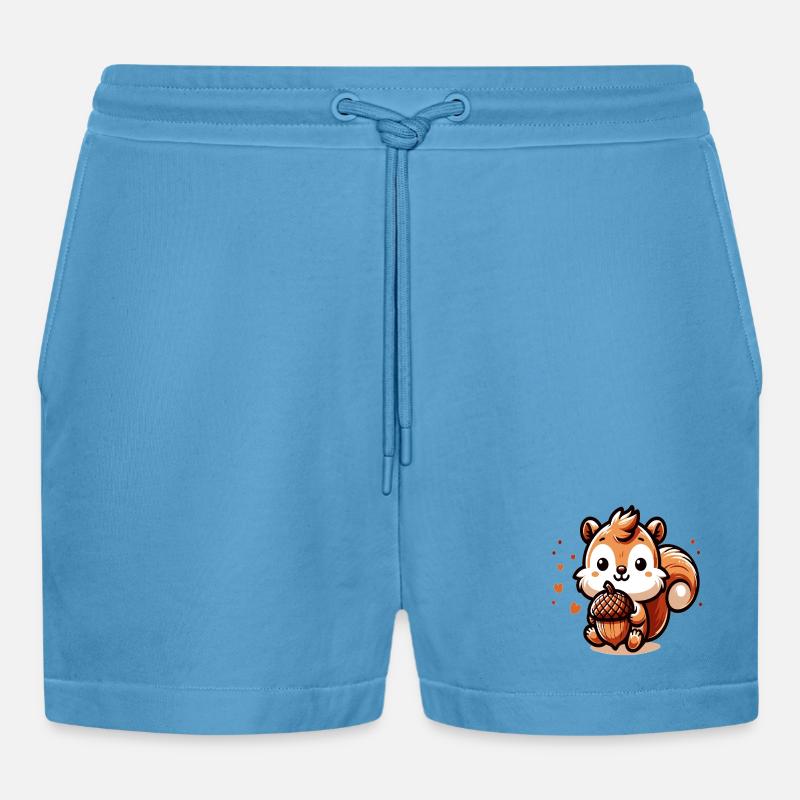 Süßes Eichhörnchen mit Herz-Eichel - Organic Relaxed Cropped Shorts Made in EU -  Sol Blue