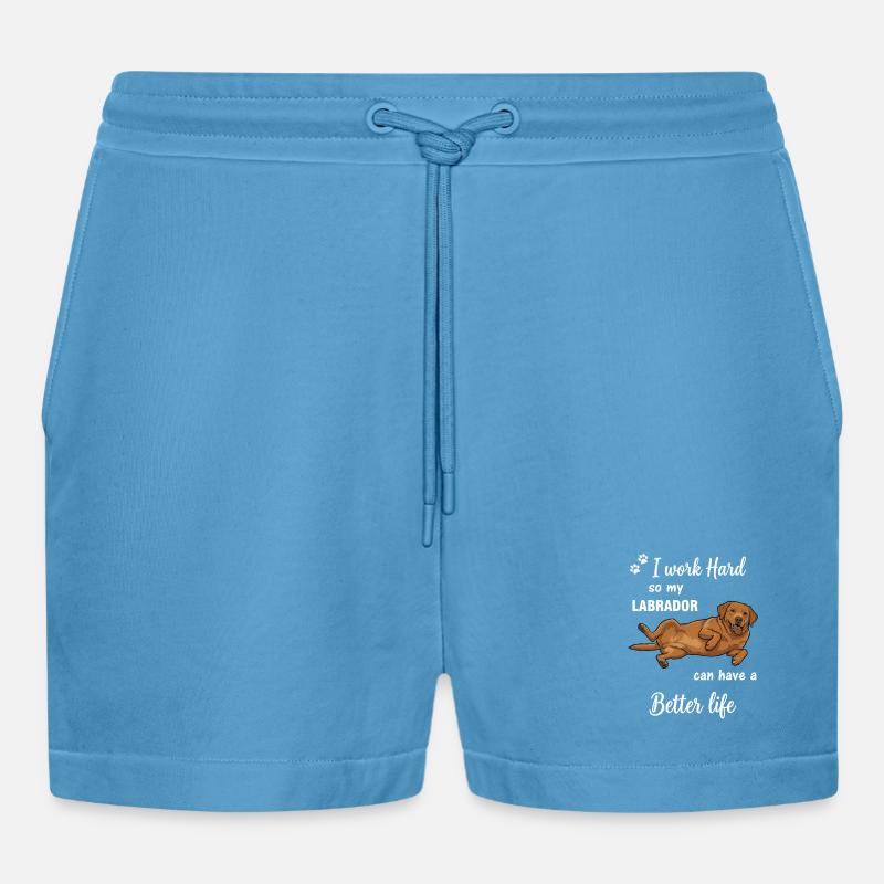 Echte Labrador Liebe Hundebesitzer Statement - Organic Relaxed Cropped Shorts Made in EU - Sol Blue