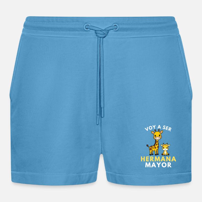 Ich werde eine große Schwester - Organic Relaxed Cropped Shorts Made in EU - Sol Blue