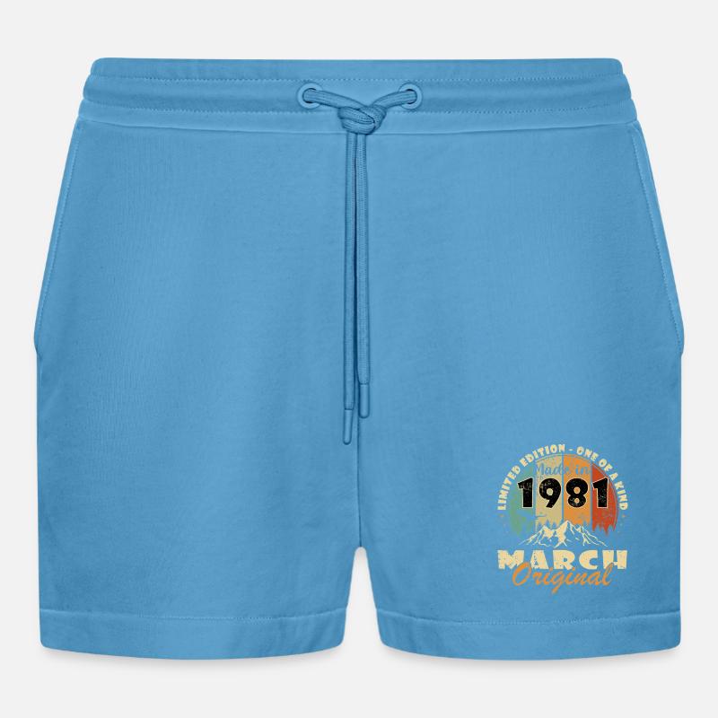 Mars 1981 Né mars 1981 - Short bio décontracté court fabriqué en UE -  Sol Blue
