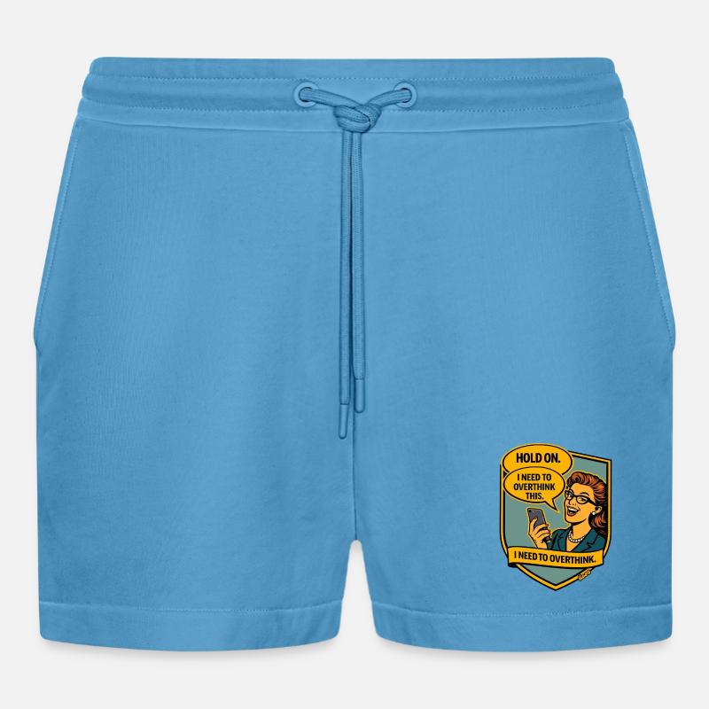 Halt an – Überdenke Overthinker Comic - Organic Relaxed Cropped Shorts Made in EU -  Sol Blue
