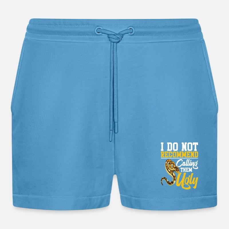 Schlangenliebhaber Reptiliengehege Python Futter Burmeser - Organic Relaxed Cropped Shorts Made in EU - Sol Blue