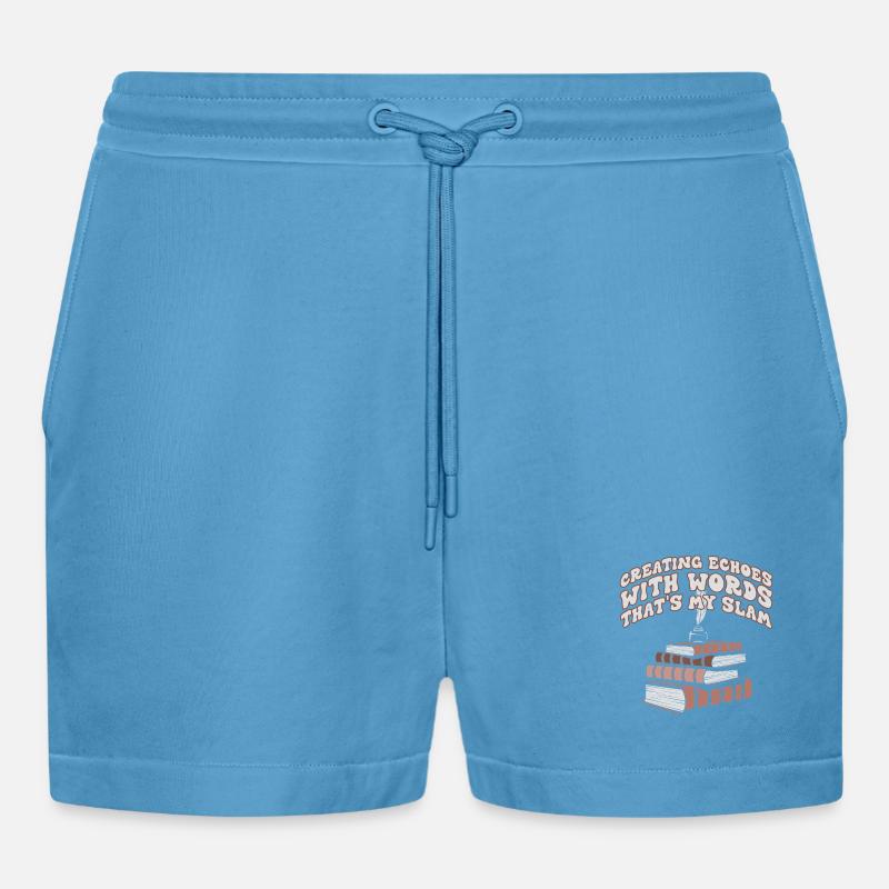 Echos durch Worte Slam-Stack - Organic Relaxed Cropped Shorts Made in EU -  Sol Blue