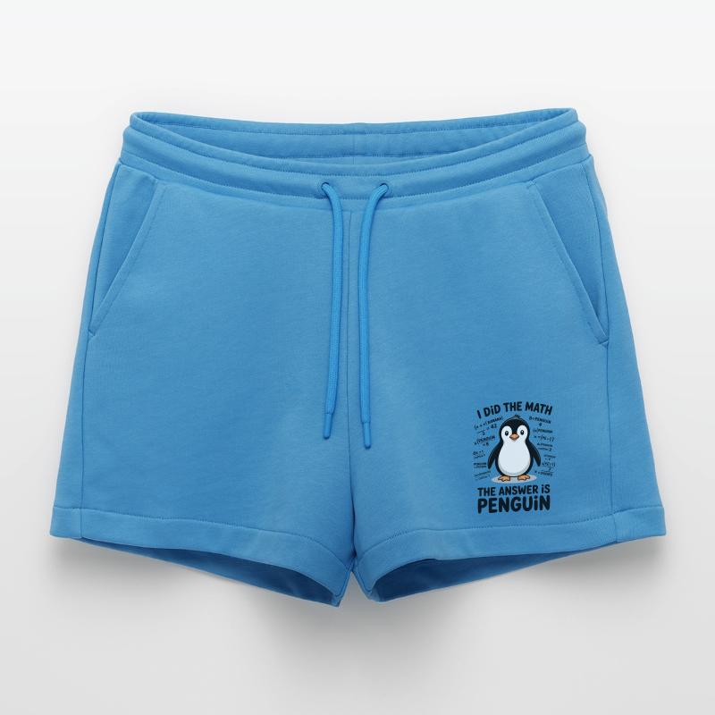 Math Sayings Penguin Funny Math Gift Organic Relaxed Cropped Shorts Made in EU