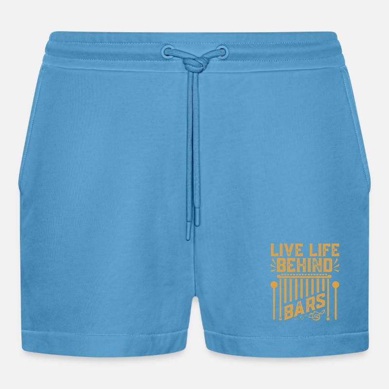 Marimbist Leben hinter Gittern Percussion Pit - Organic Relaxed Cropped Shorts Made in EU -  Sol Blue