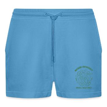 Microbe Talk Only | Microbiology Humor - Organic Relaxed Cropped Shorts Made in EU -  Sol Blue - Front