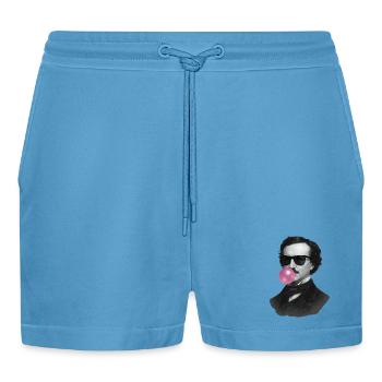 Edgar Allan Poe avec du chewing-gum et des lunettes de soleil - Short bio décontracté court fabriqué en UE -  Sol Blue - Devant