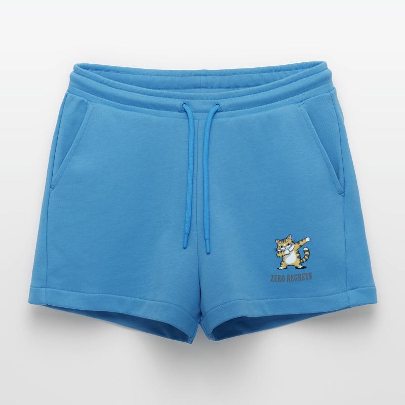 Zero Regrets Funny Cat Sarcasm Design Organic Relaxed Cropped Shorts Made in EU