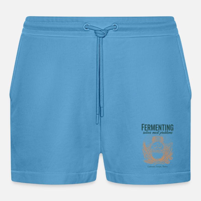 Fermenting Solves Most Problems Sourdough Era - Organic Relaxed Cropped Shorts Made in EU -  Sol Blue