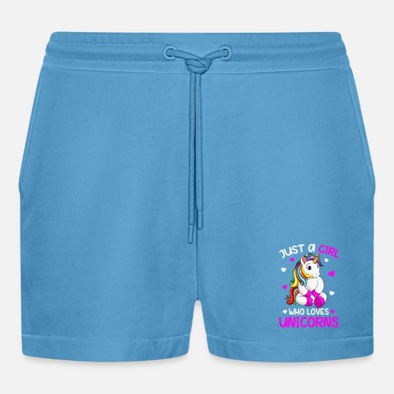 Nur ein Mädchen, das Einhörner liebt - Organic Relaxed Cropped Shorts Made in EU -  Sol Blue