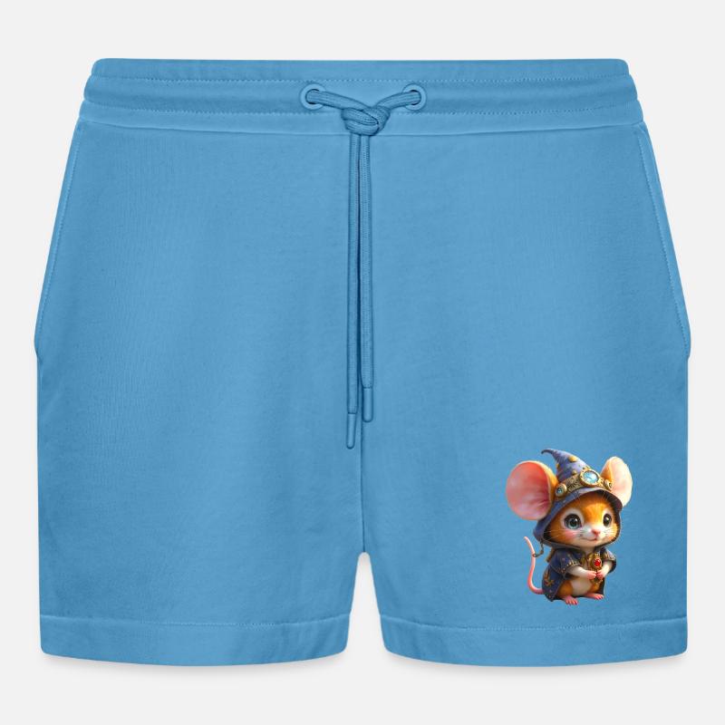 Blue Steampunk Wizard Mouse - Organic Relaxed Cropped Shorts Made in EU -  Sol Blue