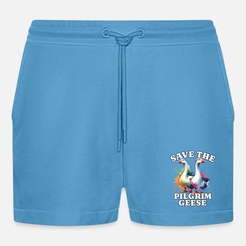 Pilgrim Gans Save Pilgrim Goose - Organic Relaxed Cropped Shorts Made in EU - Sol Blue