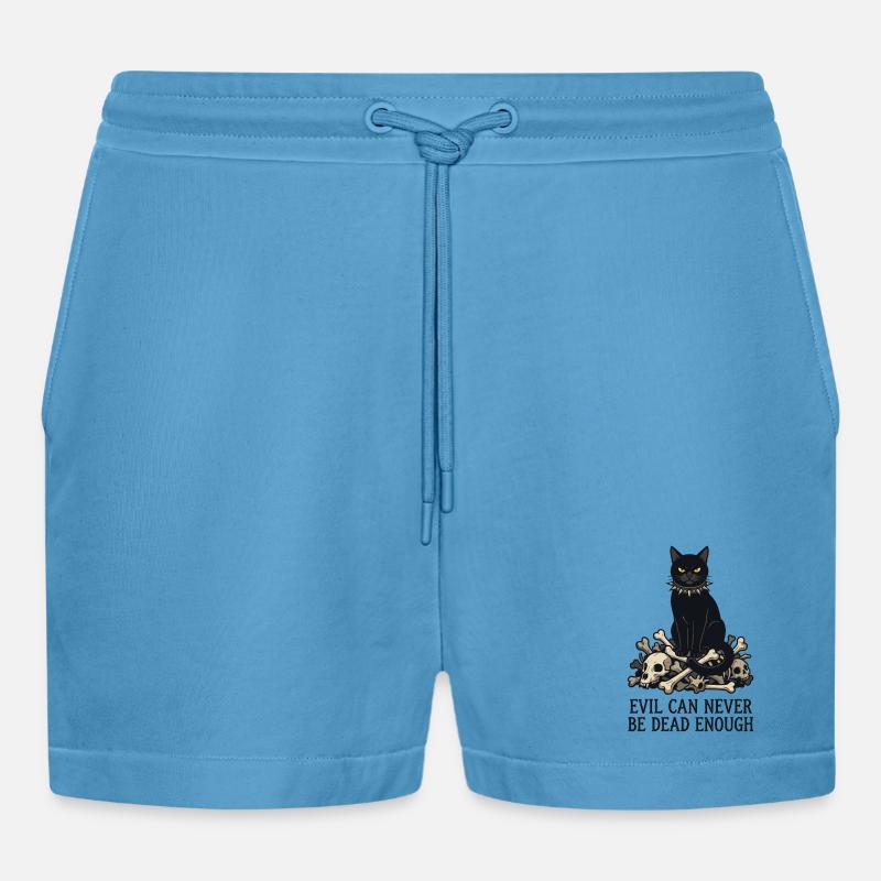 Evil Can Never Be Dead Enough - Organic Relaxed Cropped Shorts Made in EU - Sol Blue