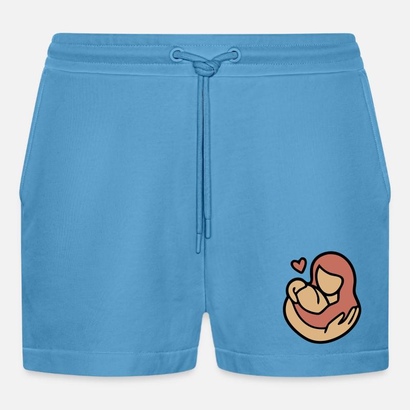 Mutter Kind Umarmung Liebe - Organic Relaxed Cropped Shorts Made in EU -  Sol Blue