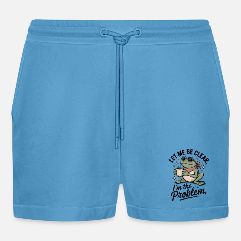 Koffeinhaltiger Frosch: Ich bin das Problem - Organic Relaxed Cropped Shorts Made in EU - Sol Blue