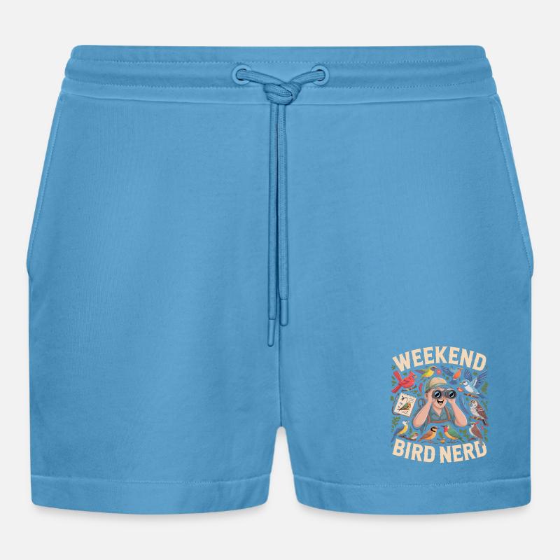 Weekend Bird Nerd Vogelbeobachter - Organic Relaxed Cropped Shorts Made in EU -  Sol Blue