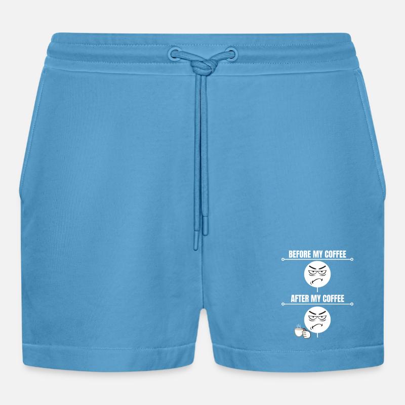 Grumpy Coffee Mood - Organic Relaxed Cropped Shorts Made in EU -  Sol Blue