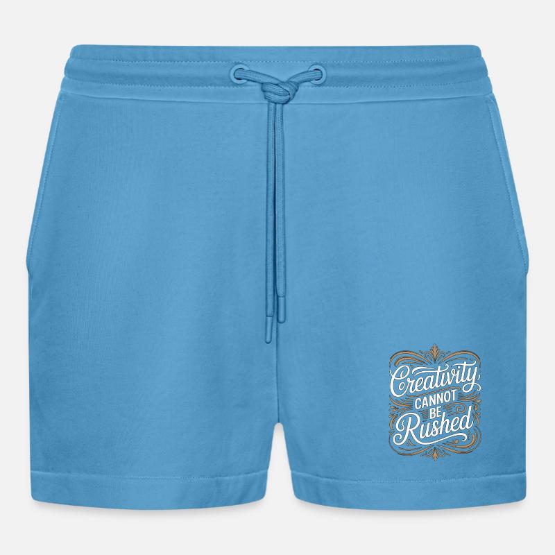 Graphic Designer Creativity Cannot Visual Artist - Organic Relaxed Cropped Shorts Made in EU -  Sol Blue