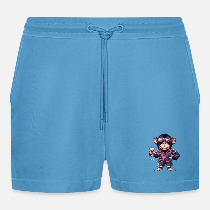 Gorilla Comic Sommer - Organic Relaxed Cropped Shorts Made in EU -  Sol Blue