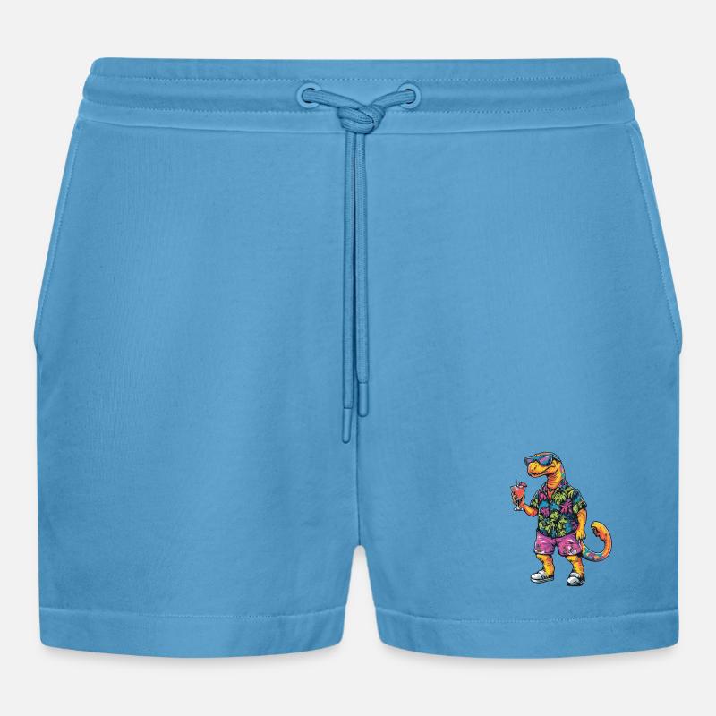 Dinosaurier brontosaurus Comic Sommer - Organic Relaxed Cropped Shorts Made in EU -  Sol Blue