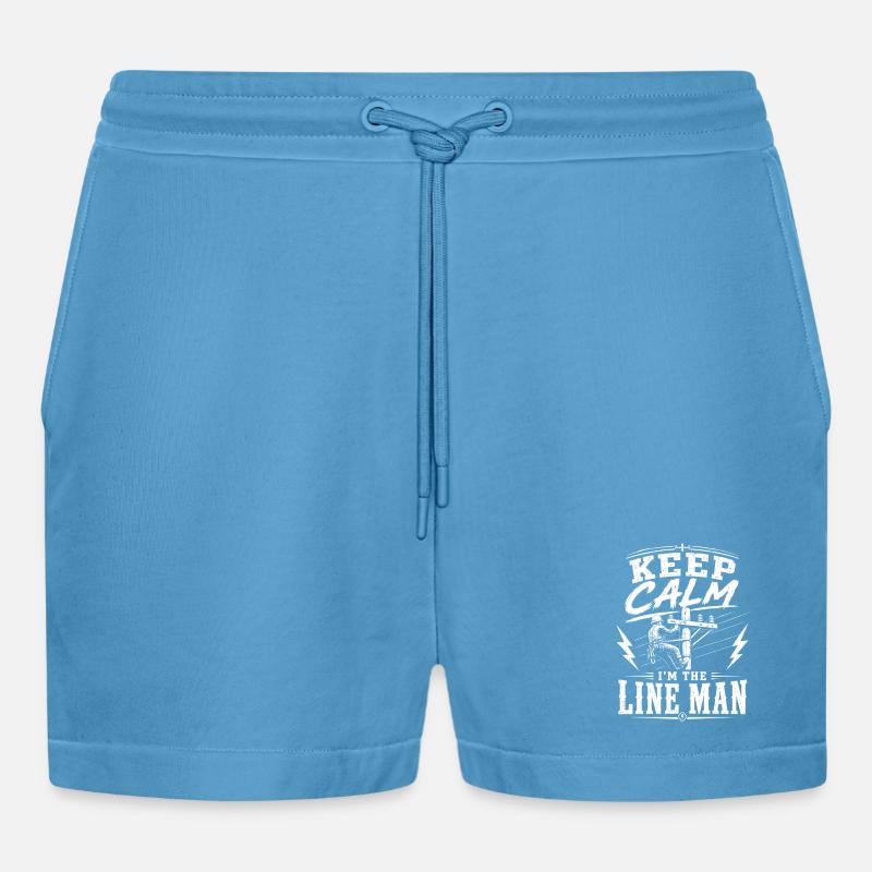 Strom Techniker Lineman Ingenieur Design - Organic Relaxed Cropped Shorts Made in EU -  Sol Blue
