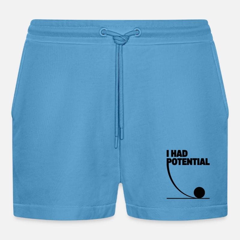 I had potential science math physics - Organic Relaxed Cropped Shorts Made in EU -  Sol Blue