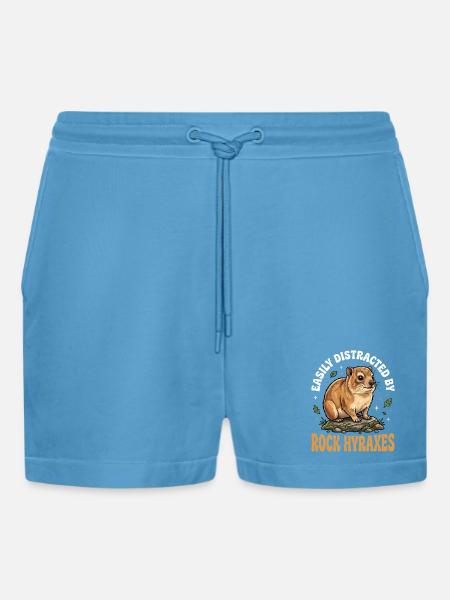 Easily distracted by rock hyraxes - Organic Relaxed Cropped Shorts Made in EU - Sol Blue