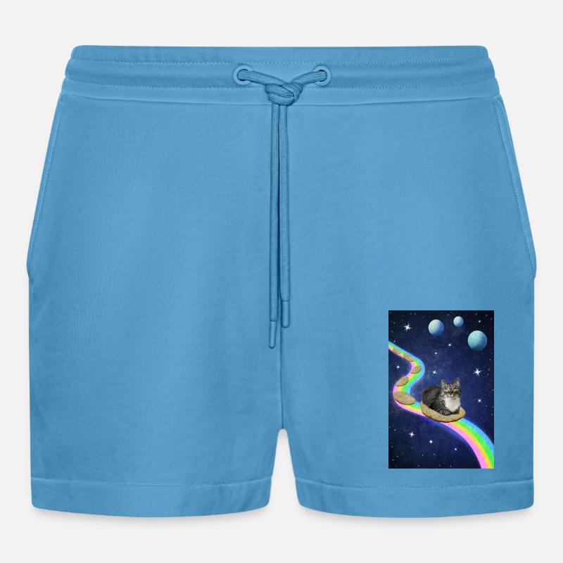Chat mignon dans l’espace - Short bio décontracté court fabriqué en UE -  Sol Blue