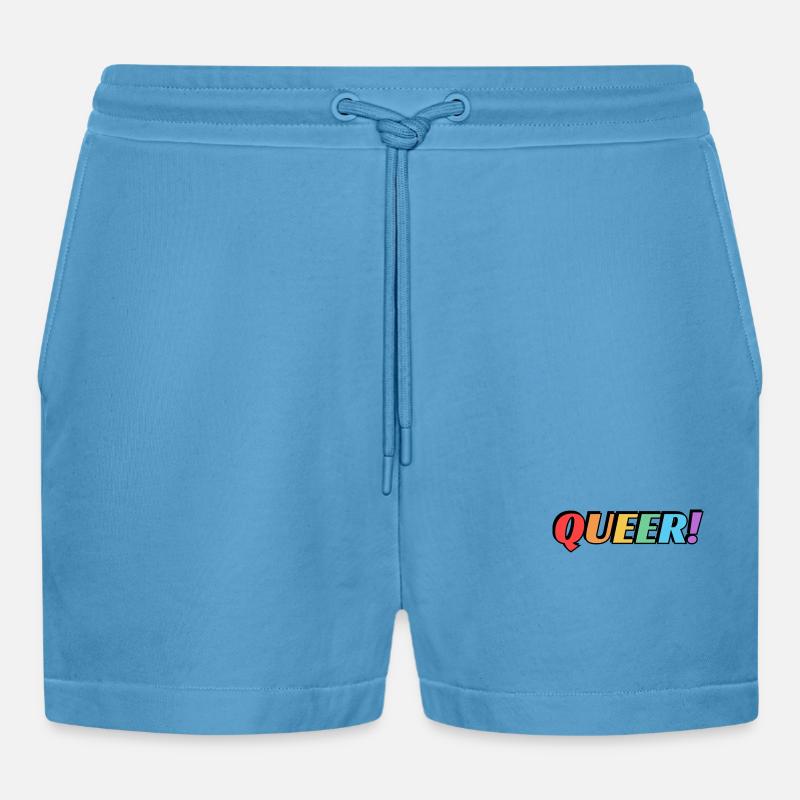 Queerer Regenbogentext - Organic Relaxed Cropped Shorts Made in EU -  Sol Blue
